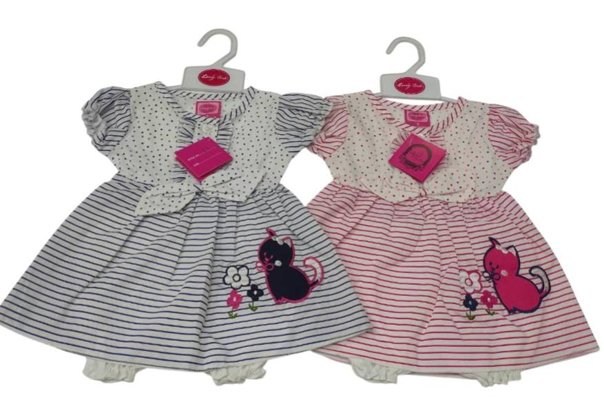 Baby Dress - Stripy Cat (0-9months) (PK6) DRS27