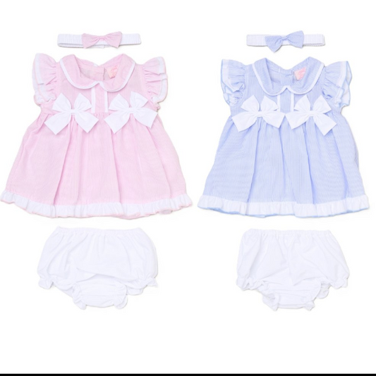 Baby Girls Dress, Pant & Headband Set - Bows/Stripe (9-24m) (PK6) H12800INF