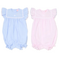 Baby Girls Smocked Romper - Embroidered Sky/Pink (0-9M) (PK6) H12806