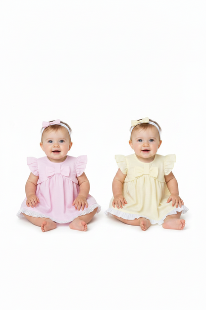 Baby Girls Dress, Pant & Headband Set - Lemon/Pink (0-9m) (PK6) H12803NB