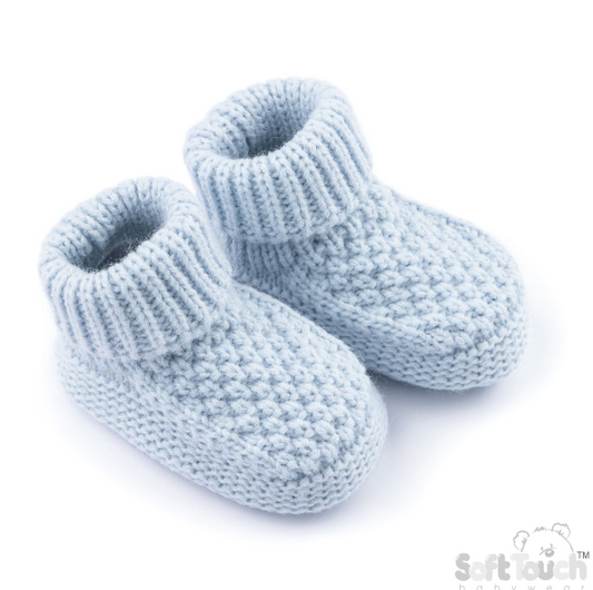 Baby Elegance Ribbed Booties - Blue (PK6) (NB-6m) ABO712BB