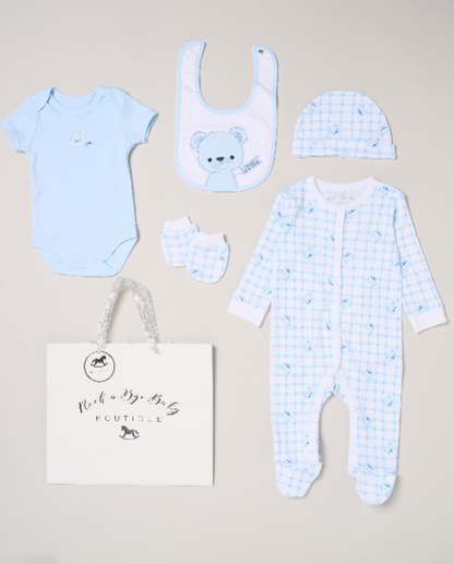 5pc Baby Mesh Bag Gift Set - Blue Happy Bear (PK4) (NB-6m) H12814NB