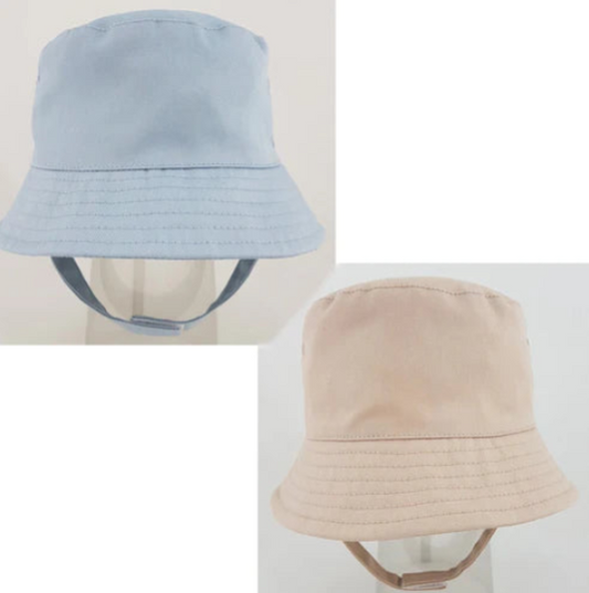 BABY PLAIN BUCKET HAT WITH CHIN STRAP (0-12 MONTHS) (PK12) 0192X