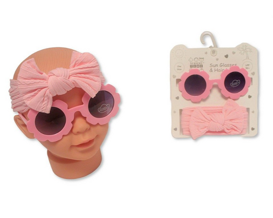 Baby Girls Headband with Bow and Sunglasses Set - Pink (0-6m) (PK6) GP-25-1405