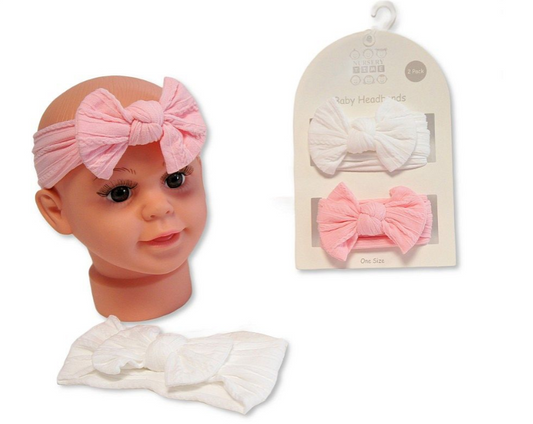 Baby Girls 2 Headbands with Bow Set - Pink (0-6m) (PK6) GP-25-1400