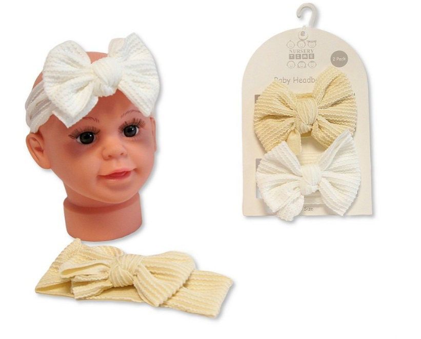 Baby Girls 2 Headbands with Bow Set - Taupe (0-6m) (PK6) GP-25-1397