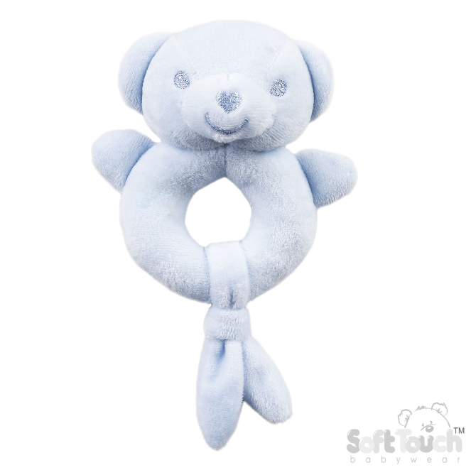 Eco Recycled Bear Rattle Toy - Blue (PK6) ERT60b