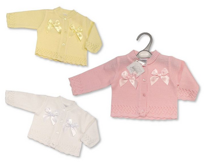 Knitted Baby Girls Cardigan with Bows (0-9 Months) (PK6) Bw-10-579