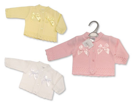 Knitted Baby Girls Cardigan with Bows (9-24 Months) (PK6) Bw-10-179