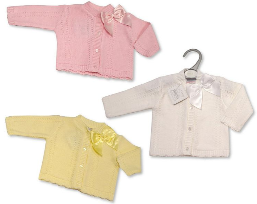 Knitted Baby Girls Cardigan with Bow (9-24 Months) (PK6) Bw-10-181