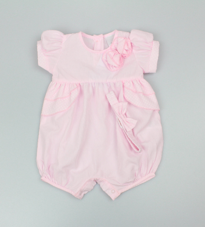 2pc Baby Girls Romper Set - Pink (0-9m) (PK6) - K14240