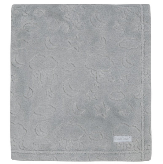 BABY EMBOSSED MOONS & STARS PLUSH BLANKET (75 x 90 cm) (PK6) 19C243