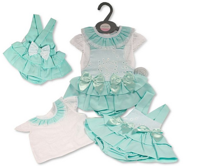 Baby Girls Dress Set with Bows and Lace - Mint - (12-24m) (PK6) BIS-2120-6133a