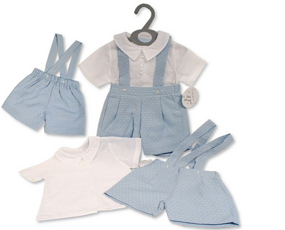 Baby Boys Dungaree Set - Sky - (12-24m) (PK6) BIS-2120-6142a