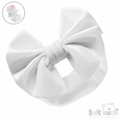 Cream Velour Headband W/Bow (PK12) HB114-C