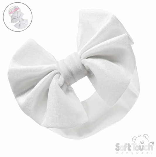 Cream Velour Headband W/Bow (PK12) HB114-C
