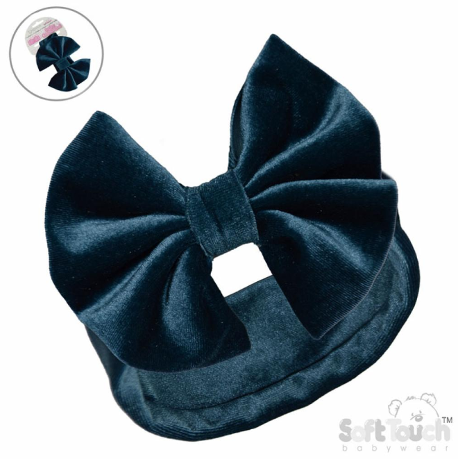 Teal Velour Headband W/Bow (PK12) HB114-T