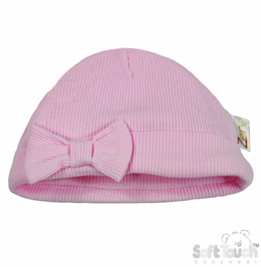 Pink Ribbed Hat (NB-6 Months) (PK6) H4500-P
