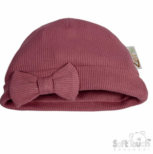 Deco Rose Ribbed Hat (NB-6 Months) (PK6) H4500-DR