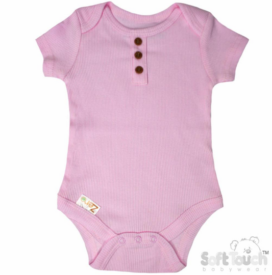 Pink Ribbed Bodysuit (NB-3 Months) (PK6) BS4500-P