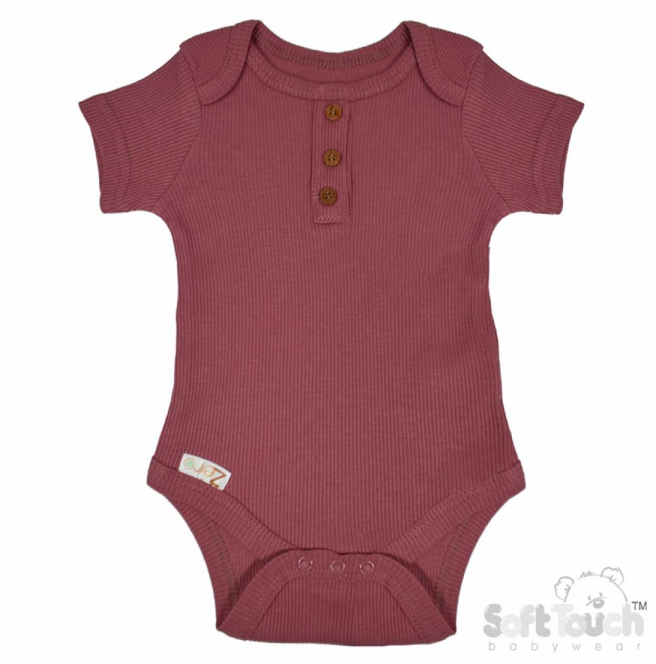 Deco Rose Ribbed Bodysuit (NB-3 Months) (PK6) BS4500-DR