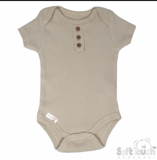 Biscuit Ribbed Bodysuit (NB-3 Months) (PK6) BS4500-BI