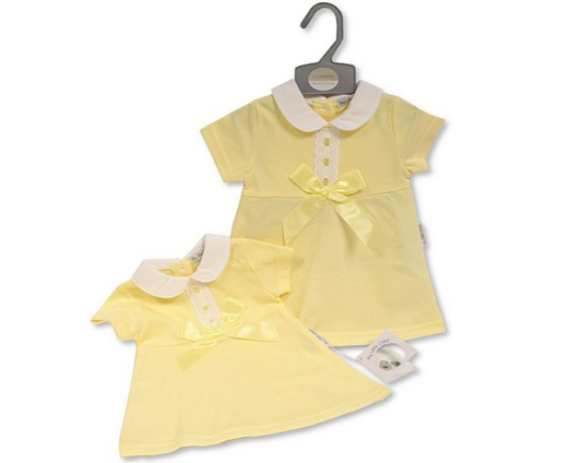 Baby Girls Dress with Bow and Lace (NB-6m) (PK6) BIS-2120-6124