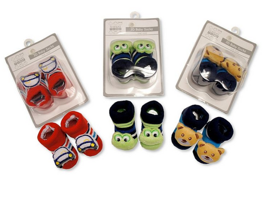 Baby Boys 3d Socks (0-3 Months) (PK12)  Gp 2516-0624