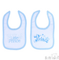 White Velcro Bib W/Blue Prince Print- P4703-B