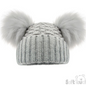 Deluxe Grey Checked/Striped Hat w/Pom Poms (12-24m) (PK6) H672-G