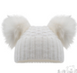 Deluxe White Checked/Striped Hat w/Pom Poms (12-24m) (PK6) H672-W
