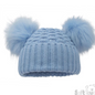 Deluxe Baby Blue Checked/Striped Hat w/Pom Poms (NB-12m) (PK6) H670-BB