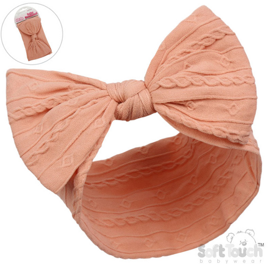 ROSE GOLD CABLE HEADBAND W/BOW : (PK12) HB112-RO