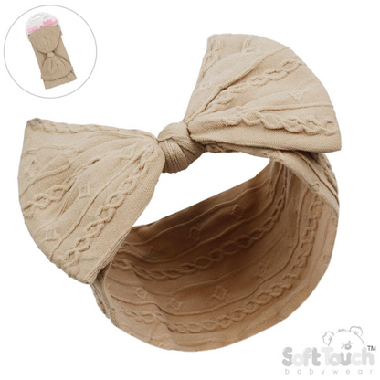 COFFEE CABLE HEADBAND W/BOW (PK12) HB112-COF