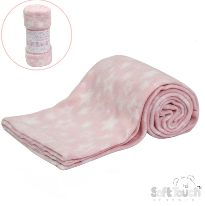 PRINTED PINK BABY FLEECE WRAP (PK12) FBP10-P