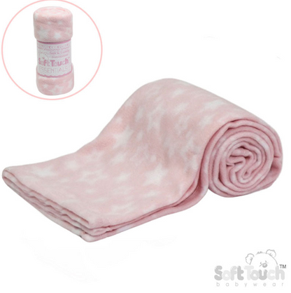 PRINTED PINK BABY FLEECE WRAP (PK12) FBP10-P