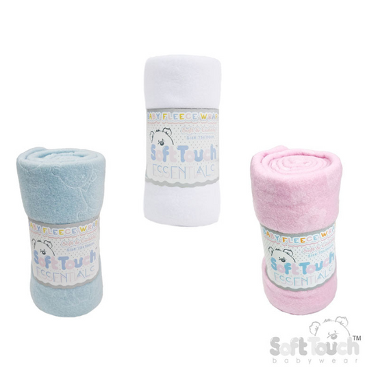 P/B/W EMBOSSED FLEECE BABY WRAP (RP) (PK12) FBP05-BP-COL