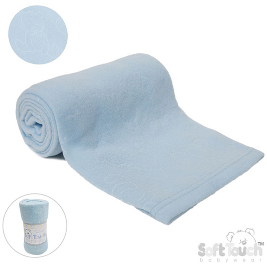 BLUE EMBOSSED FLEECE BABY WRAP (RP) (PK12) FBP05-B