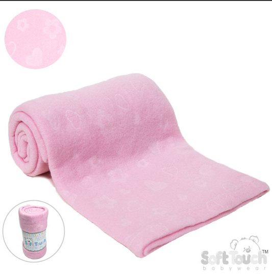 PINK EMBOSSED FLEECE BABY WRAP (RP) (PK12) FBP05-P