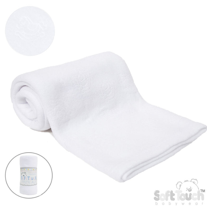 WHITE EMBOSSED FLEECE BABY WRAP (RP) (PK12) FBP05-W