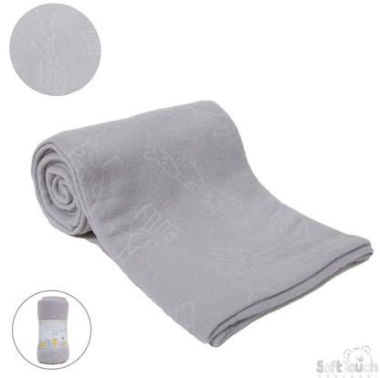 GREY EMBOSSED FLEECE BABY WRAP (PK12) FBP05-G