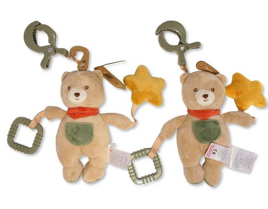 Baby Activity Bear with Clip, Teether and Squeaker (18cm) (PK6) PT-26-0024