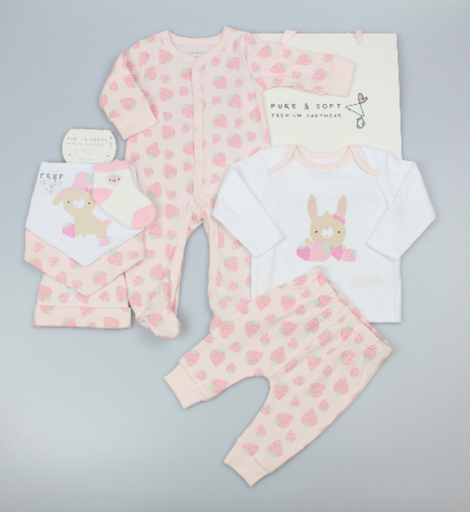 7pc Gift Set w/Bag - Strawberry/Pup (0-6m) (PK6) M15876