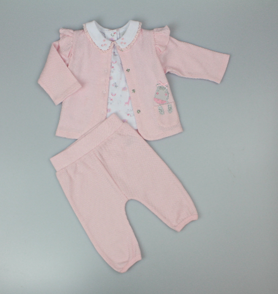 Baby Unisex 3pc Set - Pink/Zebra (0-6M) (PK6) J13962