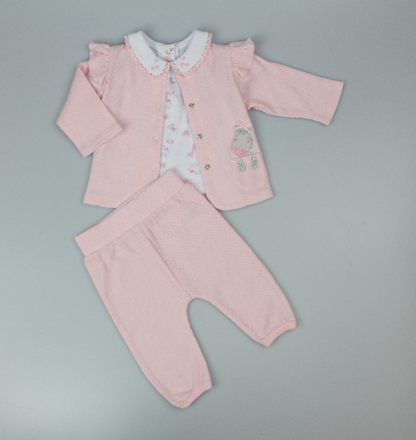 Baby Unisex 3pc Set - Pink/Zebra (0-6M) (PK6) J13962