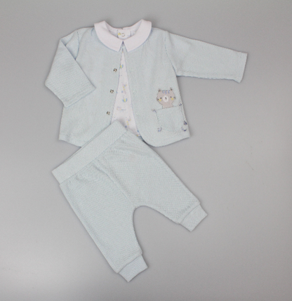 Baby Boys 3pc Set - Sky/Cat  (0-6M) (PK6) J13953