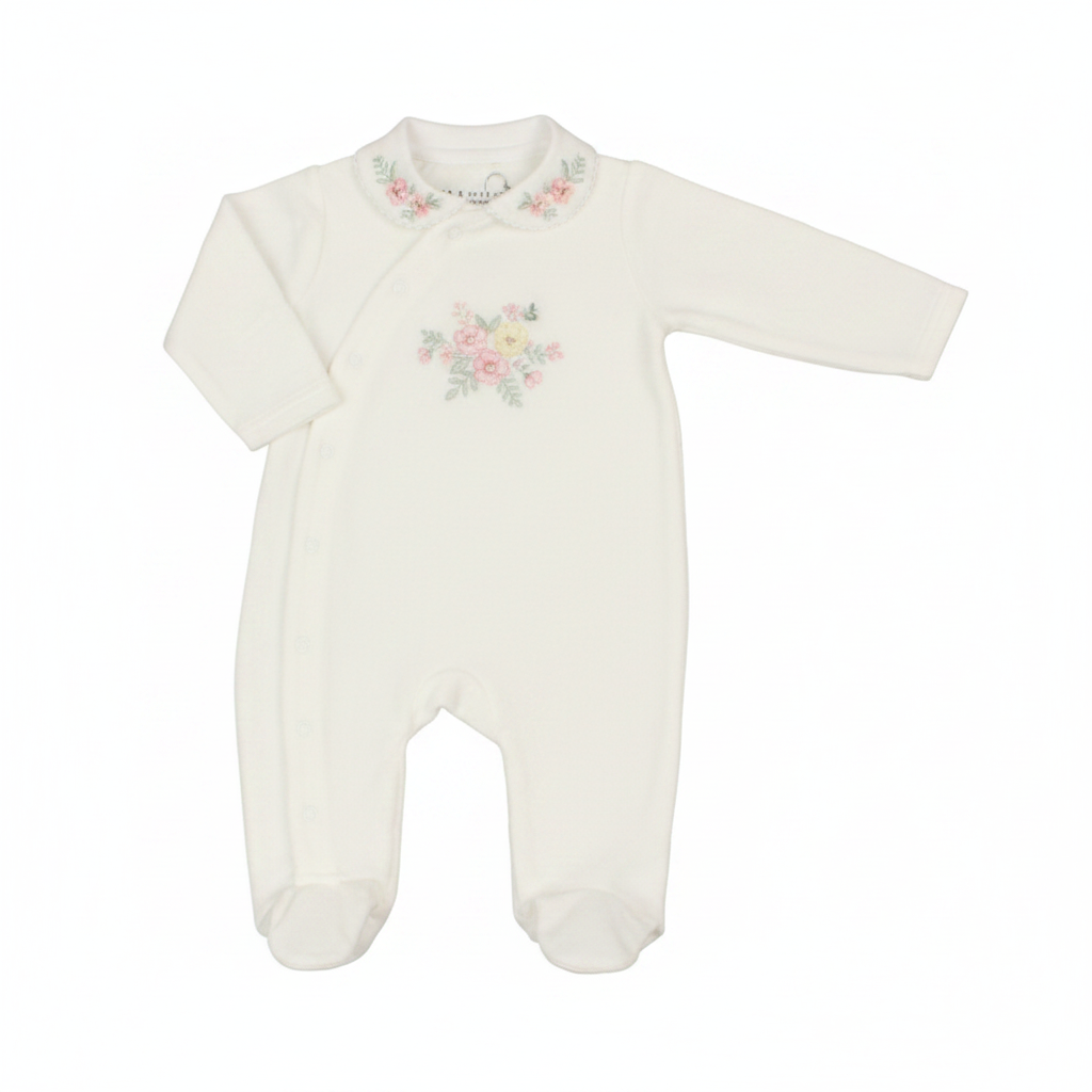 Baby Velour All in One - Cream/Bunny (0-9M) (PK6) M15978