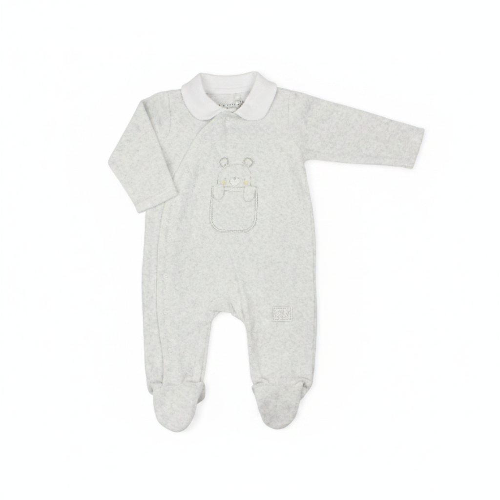 Baby Velour All in One - Grey/Ted (0-9M) (PK6) M15974