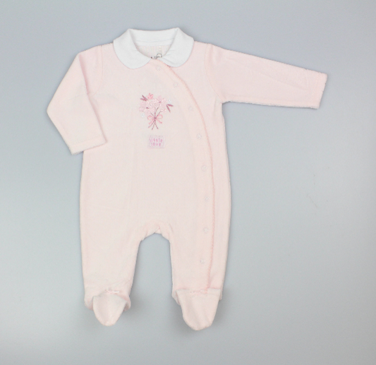 Baby Velour All in One - Pink/Floral/Collar (0-9M) (PK6) M15970