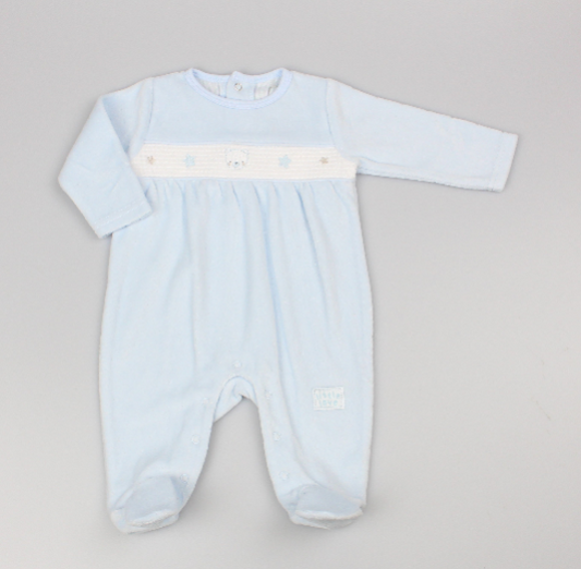 Baby Velour All in One - Smocked/Sky (0-9M) (PK6) M15965